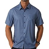 fohemr Mens Short Sleeve Casual Button Down Graphic Printed Shirt Summer Untucked Business Pattern Dress Shirts with Pocket