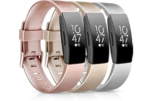 AK [3 Pack] Soft TPU Bands Compatible with Fitbit Inspire 2 / Fitbit Inspire HR/Fitbit Inspire/Fitbit Ace 2 Wristbands Sports Waterproof Straps for Fitbit Inspire HR (01 Rose Gold/Gold/Silver, Small)