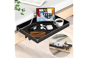 OOKUU Aluminium Bedside Shelf for Bunk Bed, College Dormitory Bed Shelf Organiser Bunk Bed Table with Cable Management College Dorm Nightstand with Storage for Phone Tablet Books and More