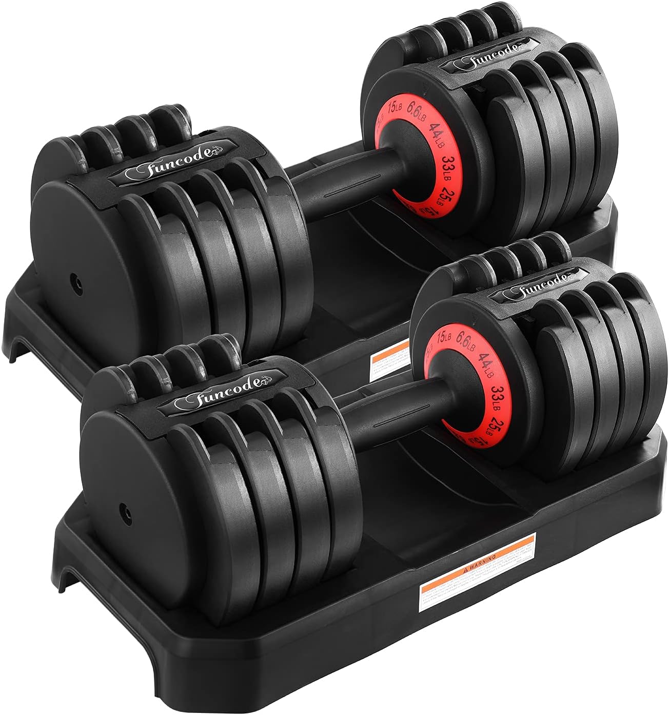Funcode Adjustable Dumbbell 44 or 88 Lb, Multiweight Options, Anti-Slip Handle, All-Purpose, Home, Gym, Office…