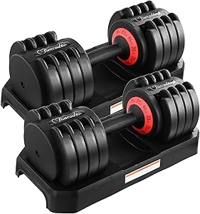 Funcode Adjustable Dumbbell 44 or 88 Lb, Multiweight Options, Anti-Slip Handle, All-Purpose, Home, Gym, Office…