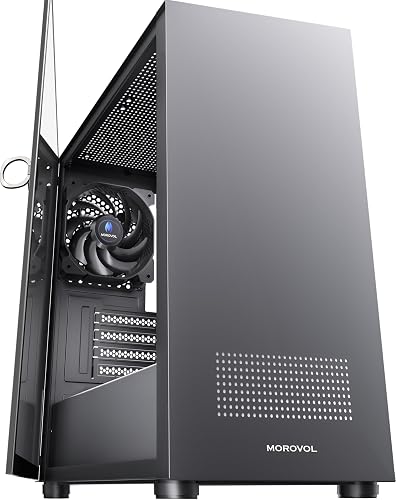 Moroval Computer Case MOROVOL Micro ATX Case, Opening Tempered Glass Door MATX PC Case ...