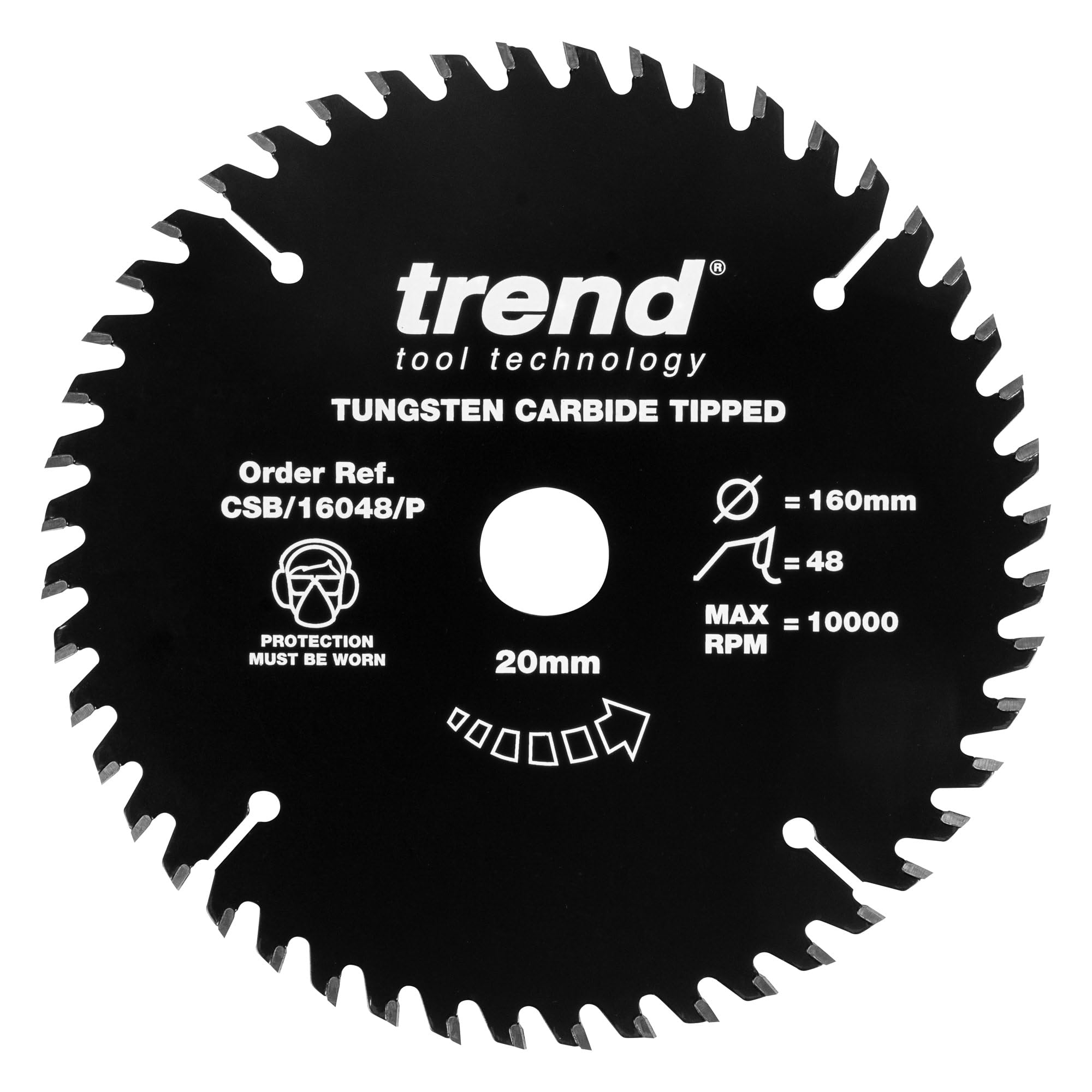 Trend Wood PTFE Circular Saw Blade, 160mm Diameter, 20mm Bore, 48 Teeth, TCT, 2.2mm Kerf, CSB/16048/P — image 1