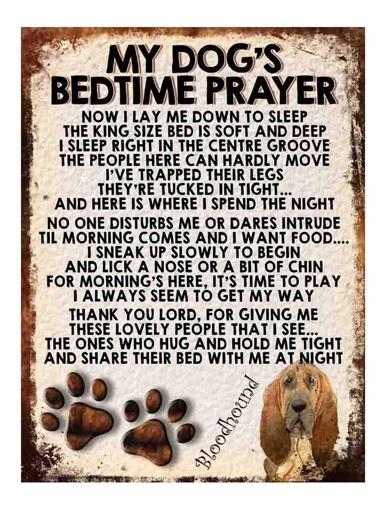 MY DOG'S BEDTIME PRAYER RETRO STYLE METAL TIN SIGN/PLAQUE DOG BREEDS (Bloodhound)