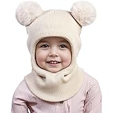YATEEN Baby Winter Hat Scarf Set Kids Warm Windproof Knit Hood Fleece Hat