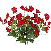 GhuaH 2 Pcs Artificial Flowers for Outdoors Hibiscus Faux Impatiens Outdoor Planters Red Artificial Tropical Flowers Realistic UV Resistant Silk Flowers for Outside Front Porch Spring Summer Decor