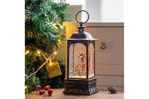 SUNFACE 9" Christmas Snow Globe Lantern, Frosty's Tree Farm Musical Lighted Water Lantern Decoration Gifts with Swirling Glitter - USB Cord Included - Music Box