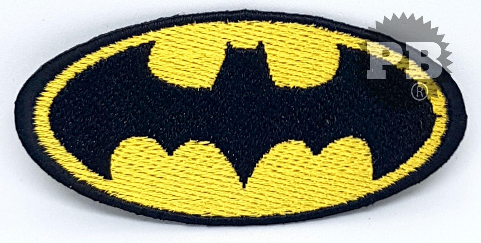 #52 Batman Logo comic Black on yellow Iron/Sew On Embroidered Patch