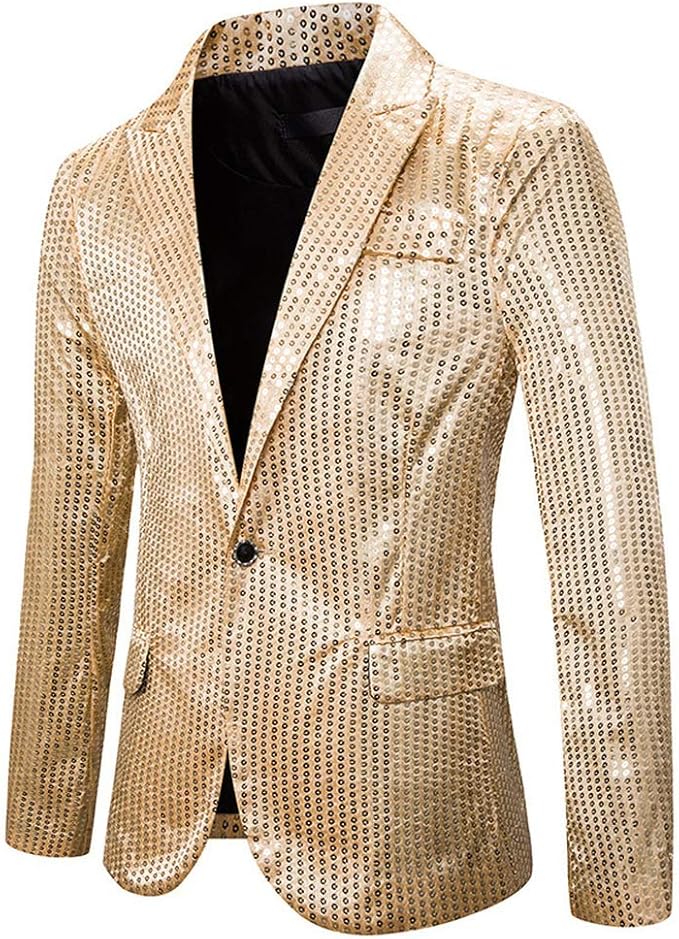 Amazon Gratty メンズ舞台 ステージ服 スパンコールスーツジャケット きらきらタキシード燕尾服 無地 一つボタン 人気ダンス衣装 年会イベント公演服 男性テーラード 礼服 光沢 コート ジャケット 通販