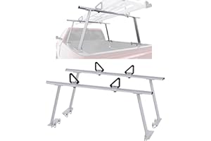 ECOTRIC Adjustable Truck Ladder Rack Compatible with Most Full Size and Compact Trucks Contractor Pipe Lumber Rack (No Drilli