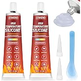 Stnkeno High Temp Silicone Sealant, 3.53 Oz High Temperature Adhesive | Heat Resistant Glue, Insulation and Waterproof, Quick Drying Silicone Adhesive for Ovens Fireplace Microwave, Transparent