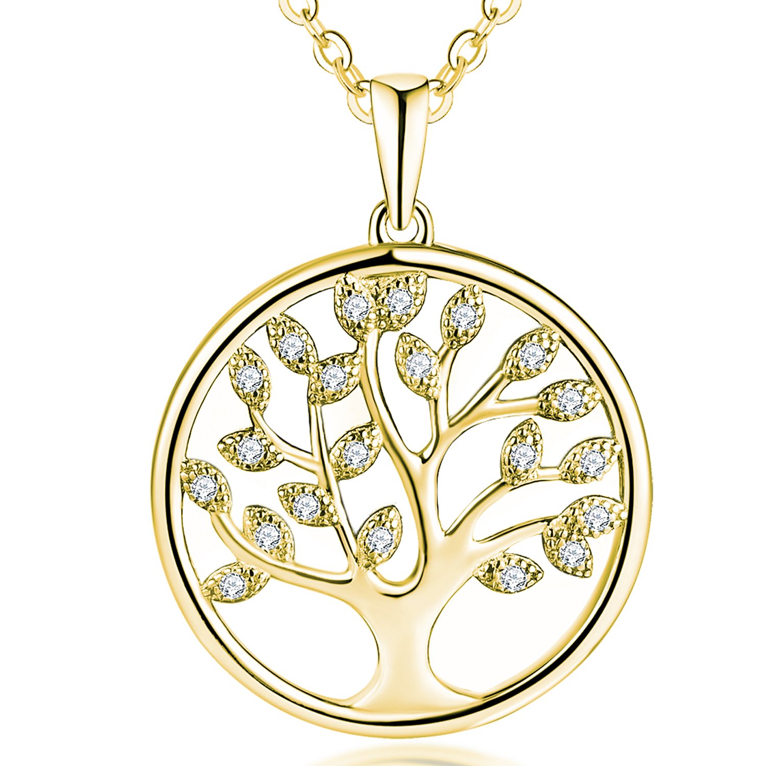 JO WISDOM Tree of Life Necklace,925 Sterling Silver Family Tree Pendant Necklace with Yellow Gold Plated,Jewellery for Women — image 1