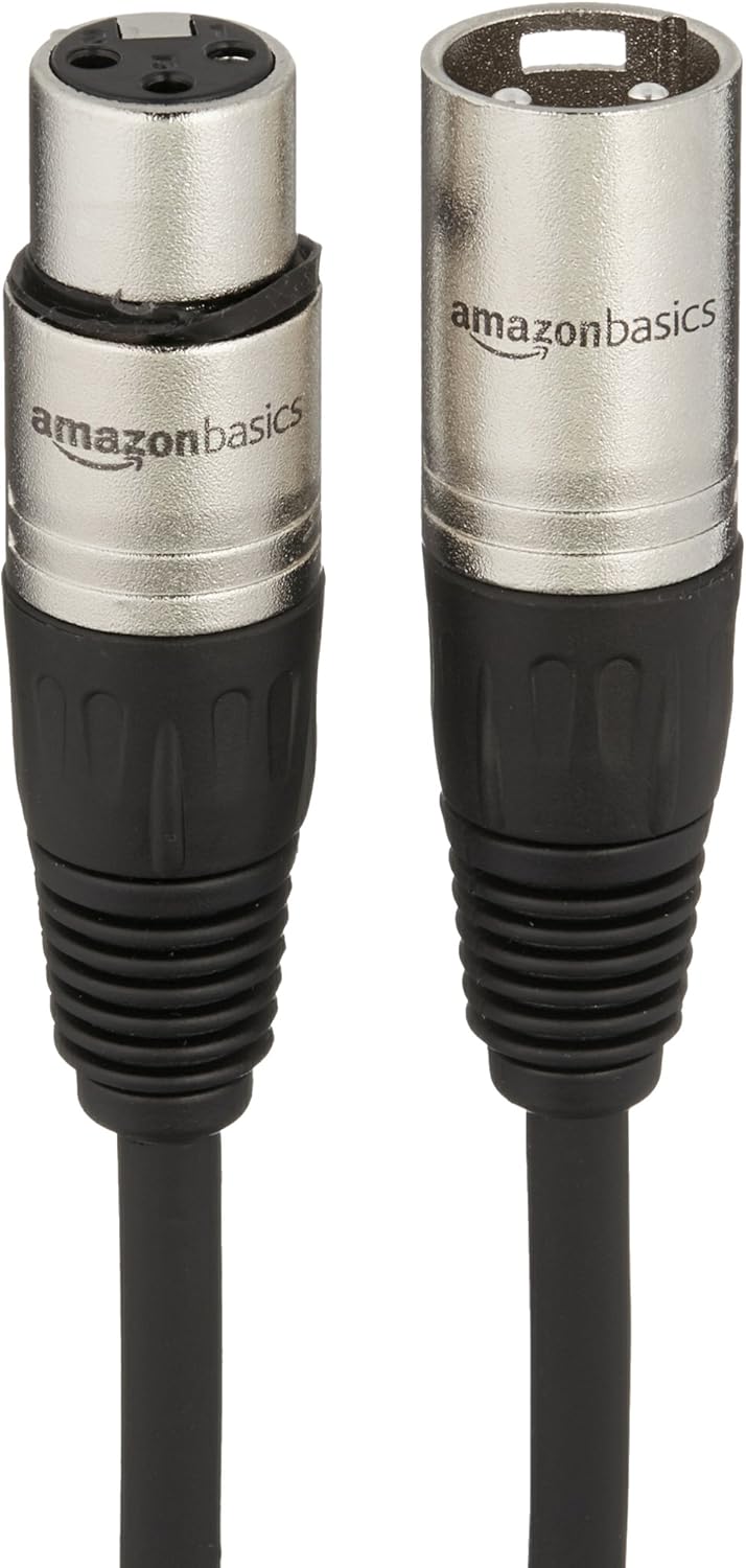 Basics XLR Male to Female Microphone Cable - 50 Feet, Black: Musical Instruments