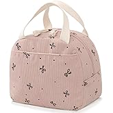 Baglemon Lunch Bag for Women Men Cute Corduroy Lunch Tote Bags Reusable Insulated Lunch Box Large Capacity Reusable Insulated Cooler for Work/Picnic/Travel