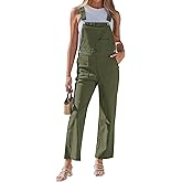 luvamia Jean Overalls for Women Straight Wide Leg Baggy Stretchy Denim Bib Adjustable Strap Casual Jumpsuit Loose Fit