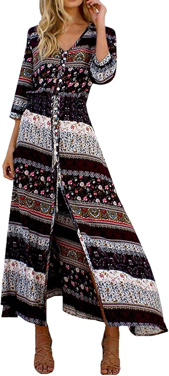 floral front slit maxi tunic