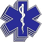 Pack 4PCS Star of Life Sticker Blue Medical Paramedic Ambulance Waterproof Vinyl Decals Decor Water Bottle Laptop Phone Car Truck Hard Hat Helmet Gifts for EMS EMT Nurse Doctor