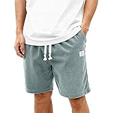 HOTake Mens Corduroy Shorts Casual 7 Inch Elastic Waist Drawstring Summer Beach Loose Fit Shorts