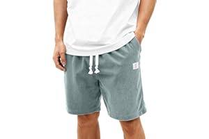 HOTake Mens Corduroy Shorts Casual 7 Inch Elastic Waist Drawstring Summer Beach Loose Fit Shorts