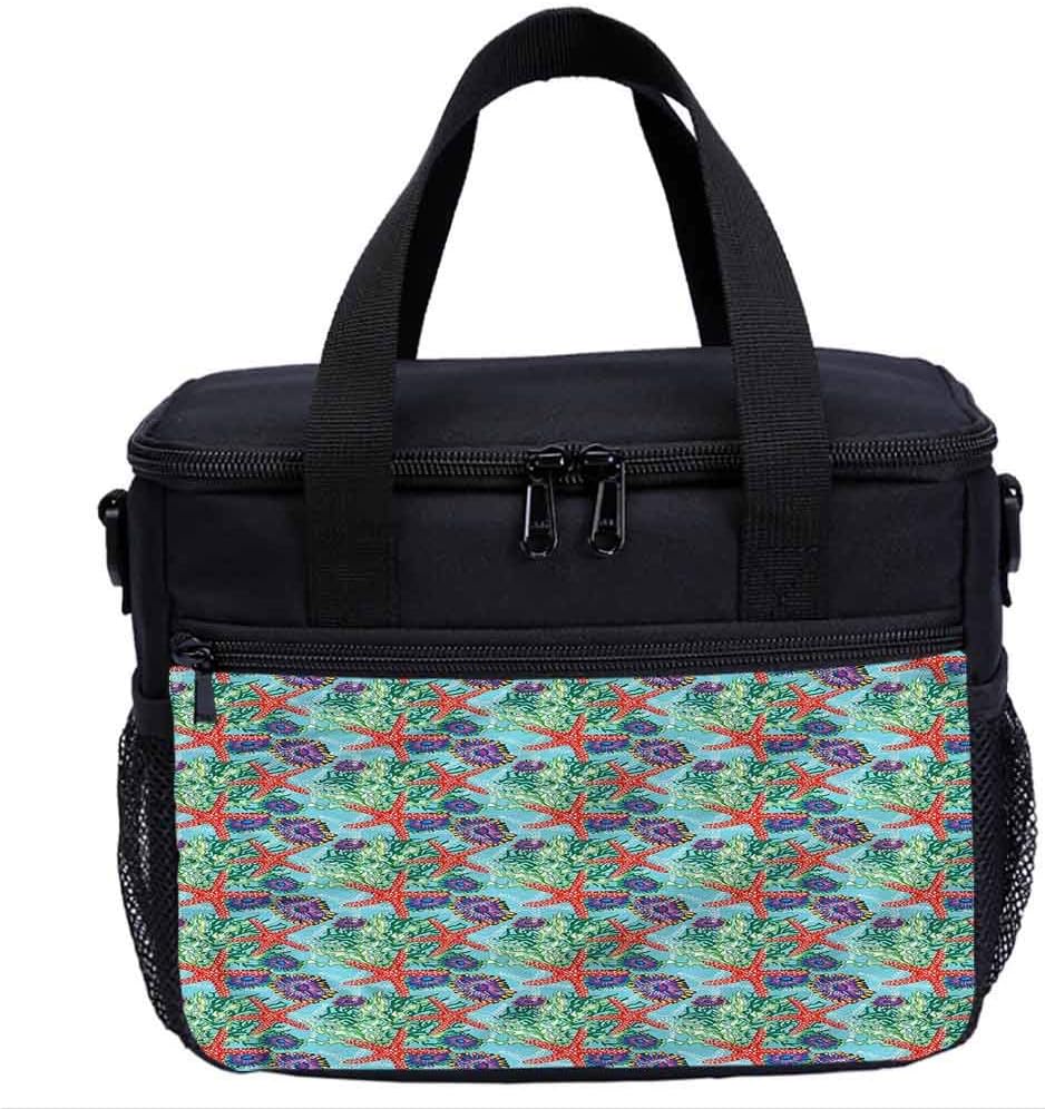 Underwater Tote Insulated Lunch Bag,Sea Starfish and Moss Outdoor Picnic Bag for Kids Adults