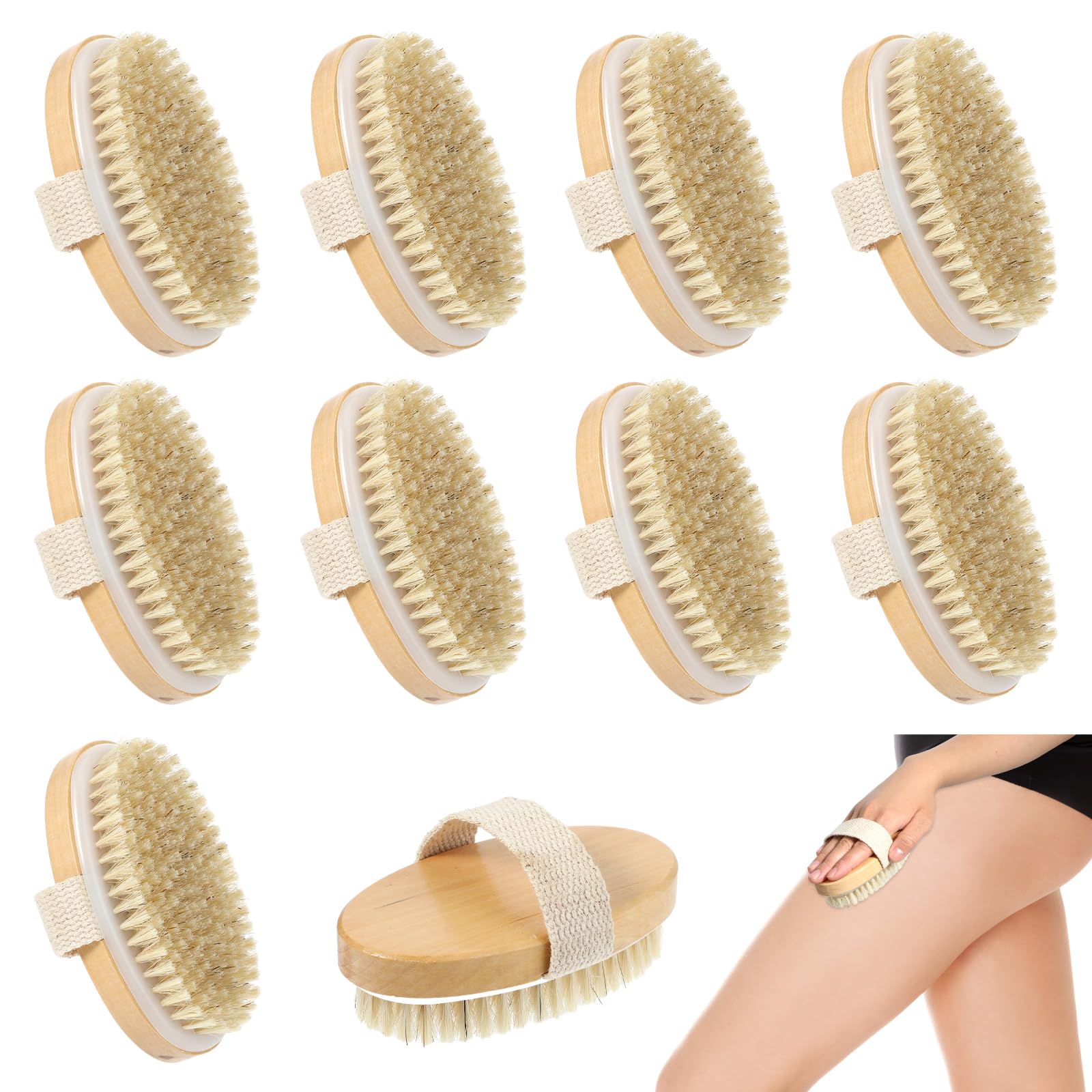Photo 1 of 10 Pcs Dry Brushes for Body Dry Brushing Body Brush Exfoliating Brush for Shower Bath Back Circulation Improvement Dead Skin Remove Beauty Exfoliator