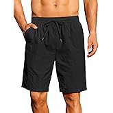 COOFANDY Men's Casual Drawstring Shorts Lightweight Summer Beach Elastic Waist Shorts with Pockets, Black, XL