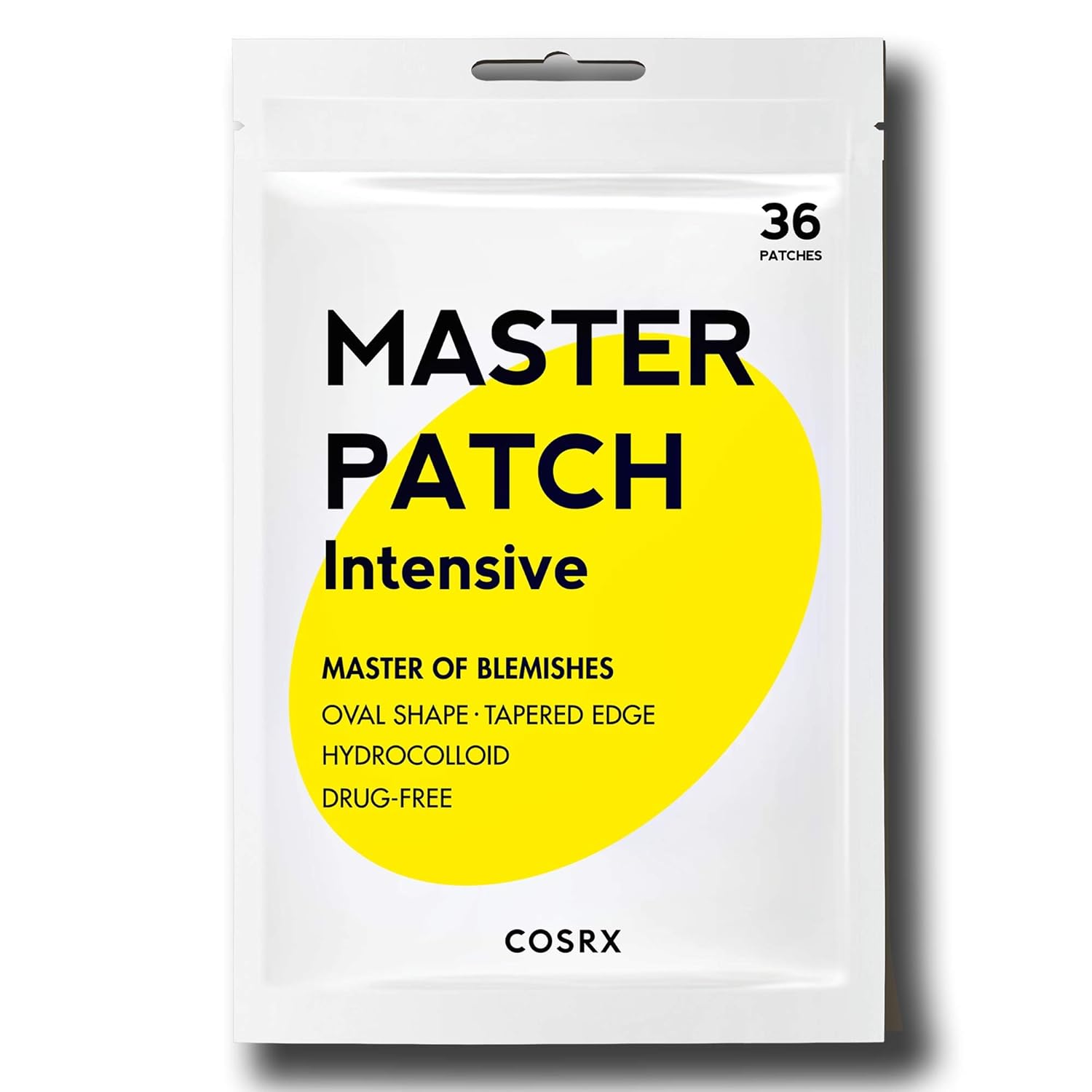 COSRX Master Patch Intensive 36 Patches | Oval-Shaped Hydrocolloid Acne Pimple Patch with Tea Tree Oil | Quick & Easy Treatment