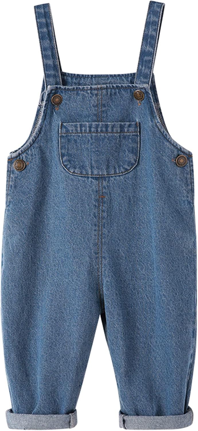 Toddler Baby Boys Girls Relaxed Fit Denim Bib Overalls Little Kids Soft Cotton Jean Pants 18Months-6Years: Clothing