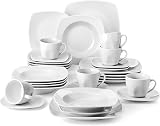 MALACASA Julia 30-Piece Dinner Set for 6 Porcelain Ivory White