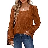 WIHOLL Tunic Tops for Women Loose Fit Long Sleeve Shirts Square Neck Tops