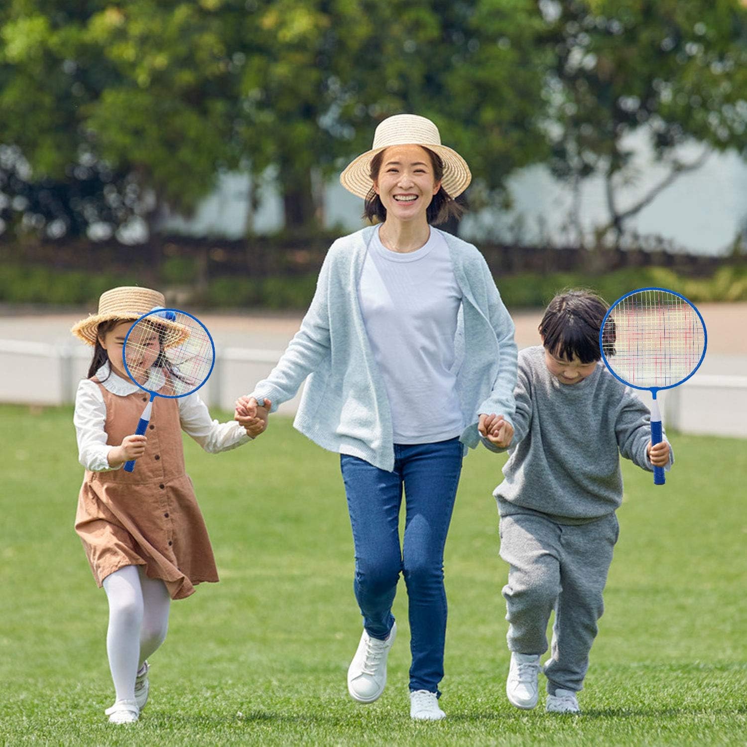 ZZICEN Kids Badminton Set - Toddler Toy Badminton Set for Kids - Includes 2 Kids Badminton Rackets（Blue） : Sports & Outdoors