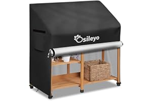 Osileyo Outdoor Garden Potting Bench Table Cover with Split Zipper,600D Tough Canvas Waterproof Anti-UV All Season Weather Complete Protection Cover.(47" x 20" x 47"),Black