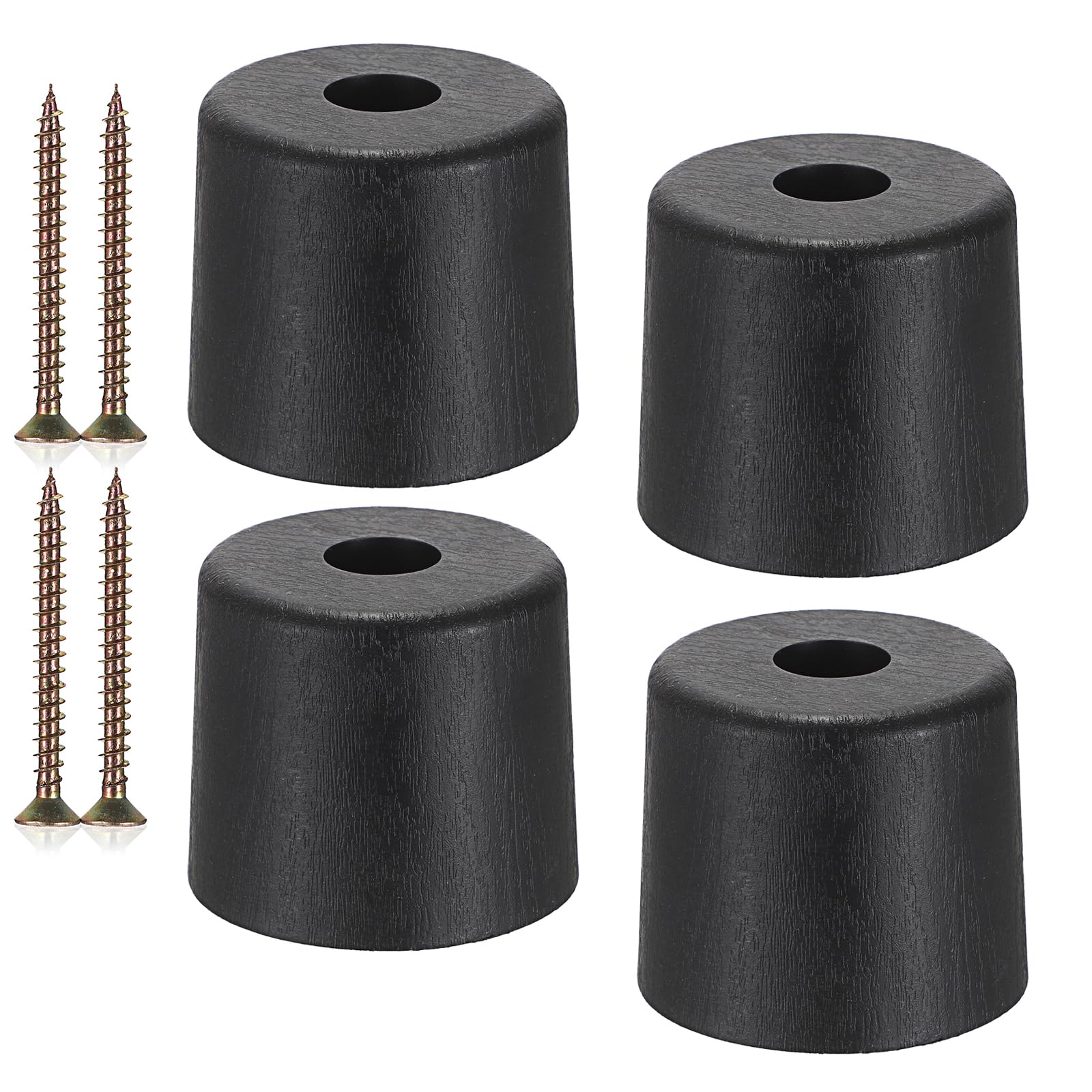 SUMNACON 4 Pcs Plastic 5cm Funiture Legs Round Tapered Couch Feet, Black Sofa Legs Replacement Table Feet Cabinet Supporting Feet with Screw-in Screw for Room Furniture DIY Replacement