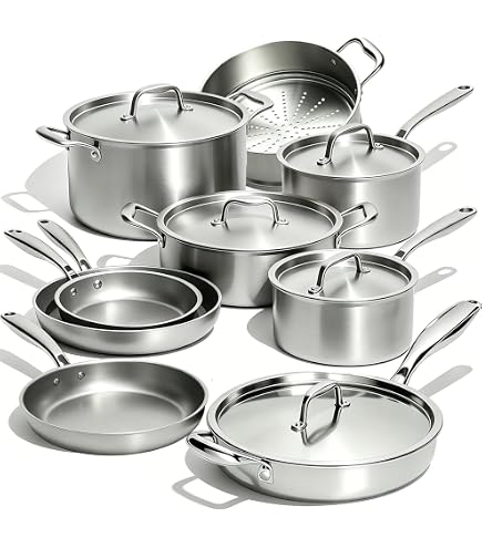 Set Pentole Antiaderenti 27 Pezzi – Acciaio Inox, Adatto A Induzione, Con Utensili E Supporto Magnetico Per Spezie, Blauman