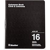 Blueline Columnar Book, Twin-Wire Binding, 16 Columns with Description, 80 Pages, 12-Inch x 10-Inch, Black (A767.16T)
