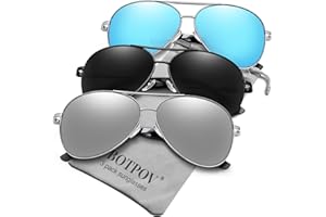 BOTPOV Aviator Sunglasses for Men Women Polarized UV400 Protection Mirrored Lens Metal Frame with Spring Hinges…
