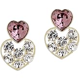 Sonateomber Rhinestone Double Hearts Dangle Valentine earrings for Women – Sparkly Crystal Cubic Zirconia love Heart Drop Dangling Wedding Christmas Holiday Prom Fashion Jewelry Gift