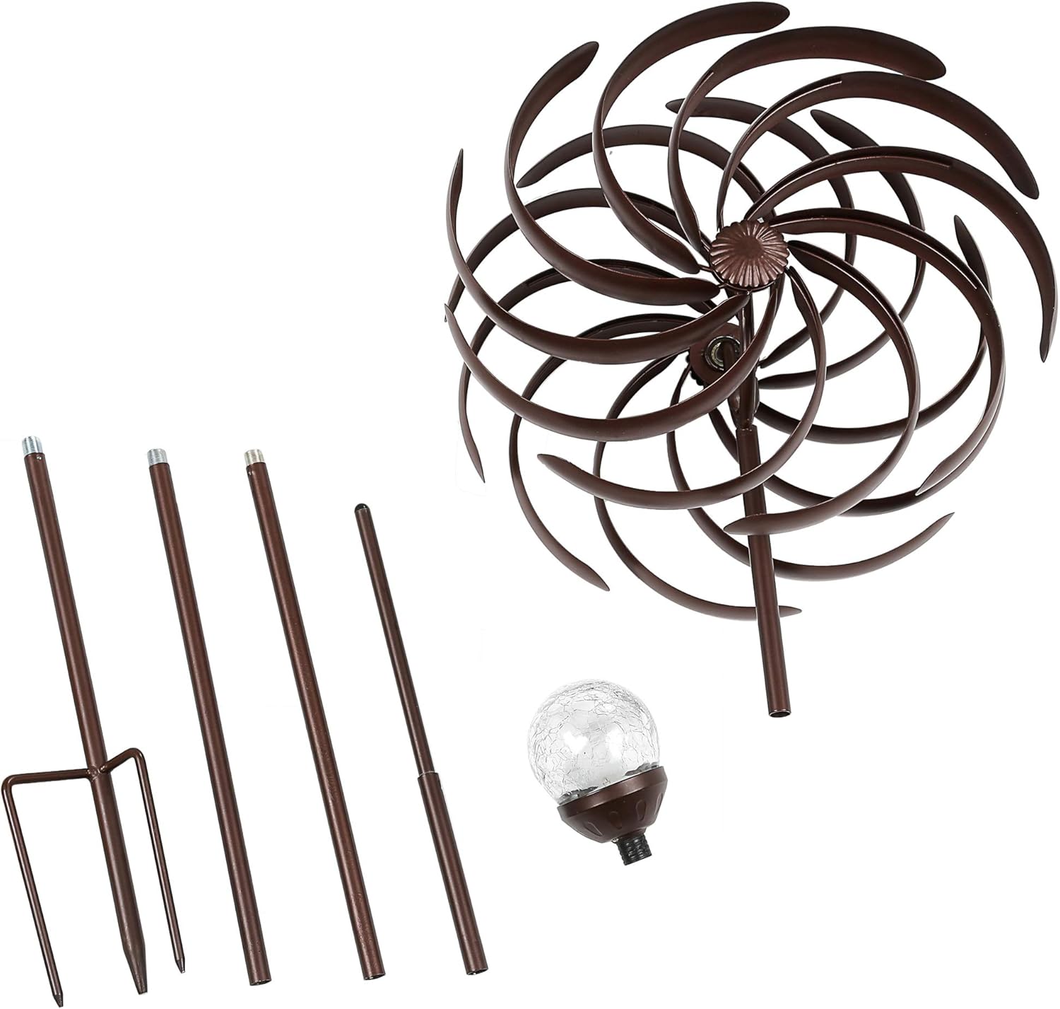 Solar Wind Spinner Willow Leaves-Improved 360 Degrees Swivel Multi-Color LED Lighting Solar Powered Glass Ball with Kinetic Wind Spinner-Metal Sculpture Construction-Outdoor Yard Lawn & Garden : Garden & Outdoor