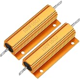 uxcell 2pcs Aluminum Case Resistor 100W 10 Ohm Wirewound Yellow for LED Replacement Converter 100W 10RJ