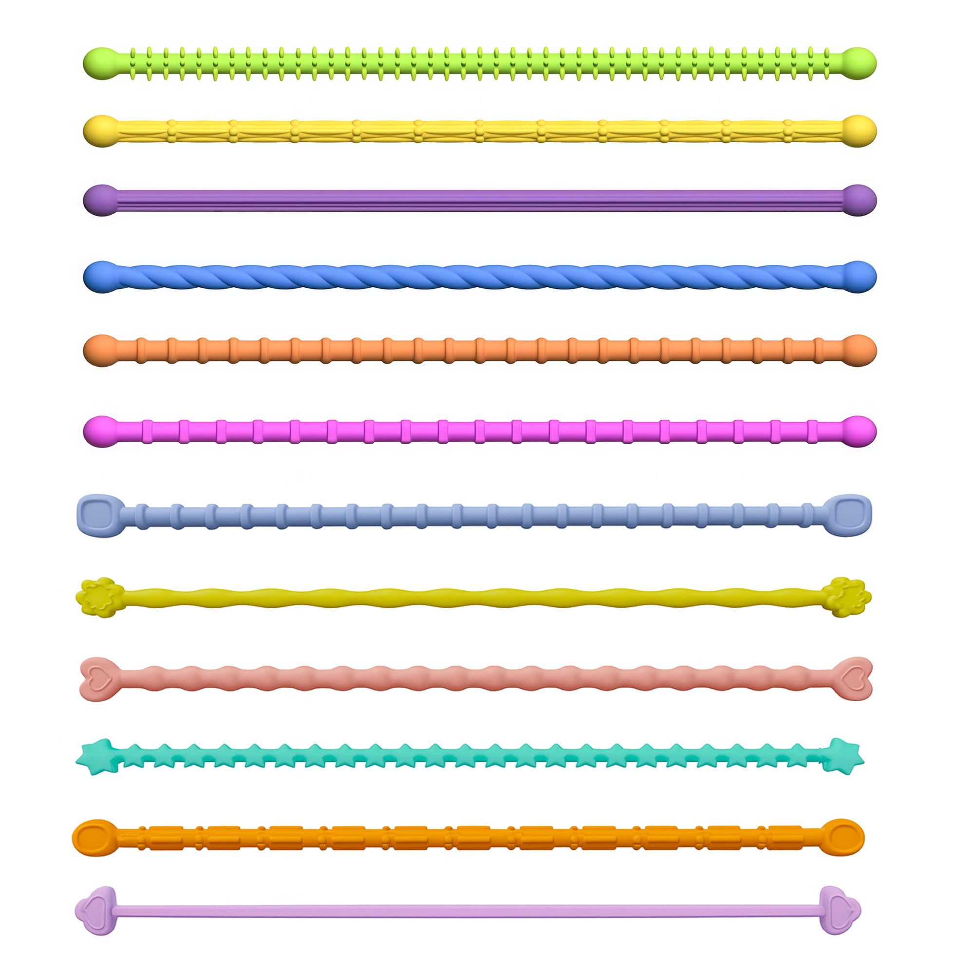 12 PCS Silicone Fidget Toys Sensory Sticks, Textured Stick Sensory Toys for Anxiety Stress Relief, Fidget Toys For Toddlers for Classroom Student, Travel Essentials