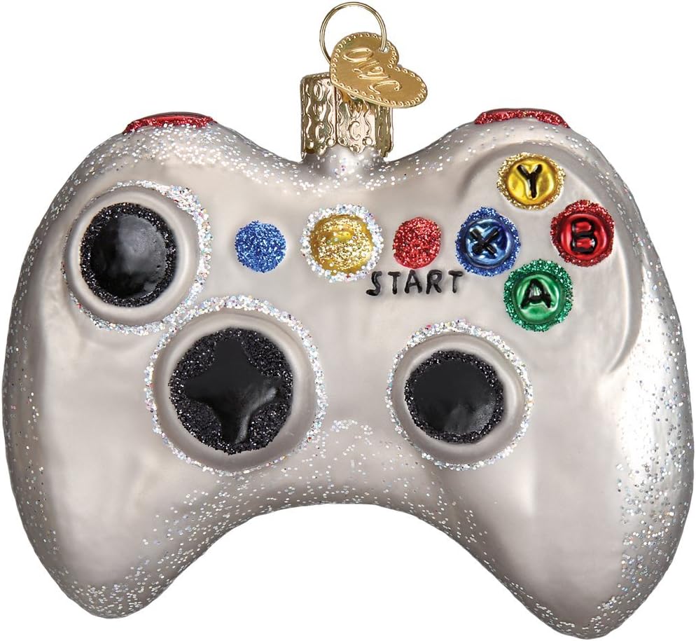 Ornaments - Old World Christmas Ornaments: Video Game Controller Glass Blown Ornaments for Christmas Tree (44094), Glitter Multi