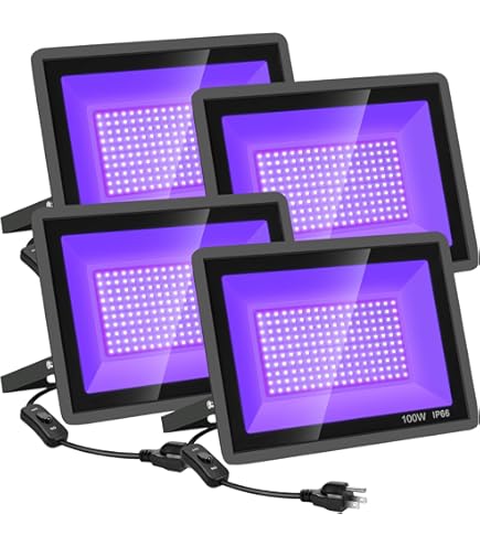 XYCN 4 Pack 150W LED Flood Black Lights,395nm to 405nm UV Outdoor
