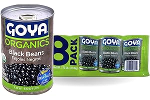Goya Foods Organic Black Beans, Low Sodium with Sea Salt, 15.5 Ounce (Pack of 8)