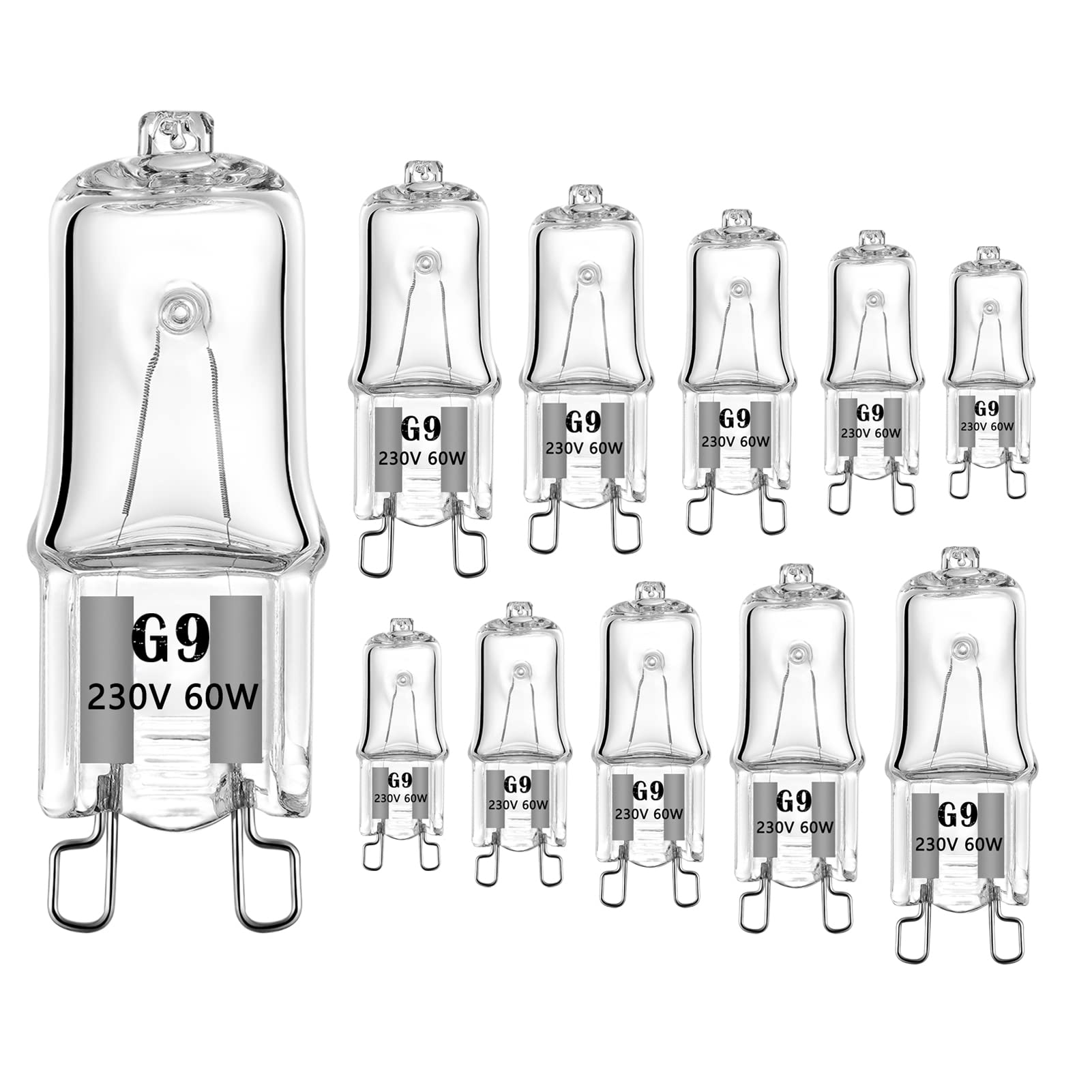 AHEVO G9 Halogen Light Bulbs 60Watt 230Volt Bi-Pin 60W T4 for Chandeliers, Pendants, Cabinet Lights, Landscape Lights, Desk and Floor Lamps, Wall Sconces,Warm White 2700K, Dimmable (10Pack)