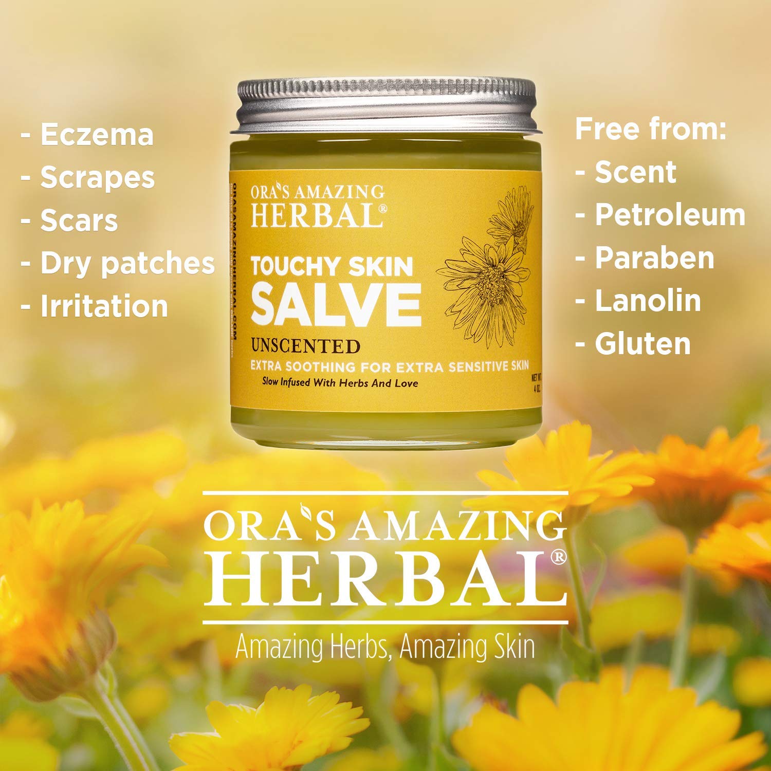 Amazon Com Touchy Skin Salve Eczema Cream For Adults And Kids Eczema Treatment Calendula Cream Dermatitis Dry Hands Calendula Ointment Healing Ointment Ora S Amazing Herbal Therapeutic Skin Care Products Beauty