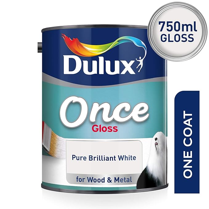 Dulux Once Gloss Paint For Wood And Metal Pure Brilliant White 750Ml