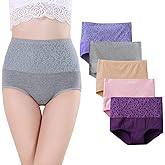 Rojuna Women's High Waist Panties Tummy Control Briefs Cotton Underwear No Muffin Top
