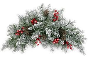 SHACOS 25" Christmas Pine Swag with Pine Cones Red Berries Christmas Swag for Mailbox Front Door Windows Wall Mantel Table Garland Holiday Decor Indoor Outdoor