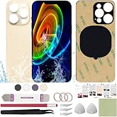 ReuWeu Rear Back Cover Glass Replacement Compatible with iPhone 14 Pro Max 6.7"(Gold)