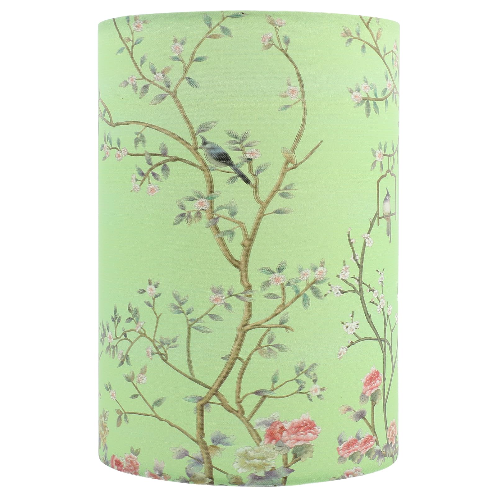 Uonlytech Cloth Lamp Shades Barrel Chandelier Shades Retro Flower Pattern Drum Lampshade for Table Lamp Floor Pendant Light Bedside Living Room Green
